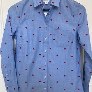 NWT J.Crew Printed Heart Long Sleeve